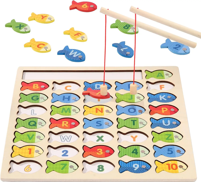 Wooden Magnetic Fishing Rod Game