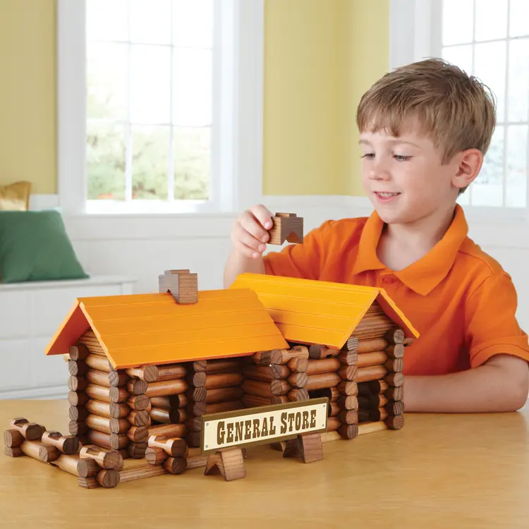 Wooden Log Cabin Construction Set